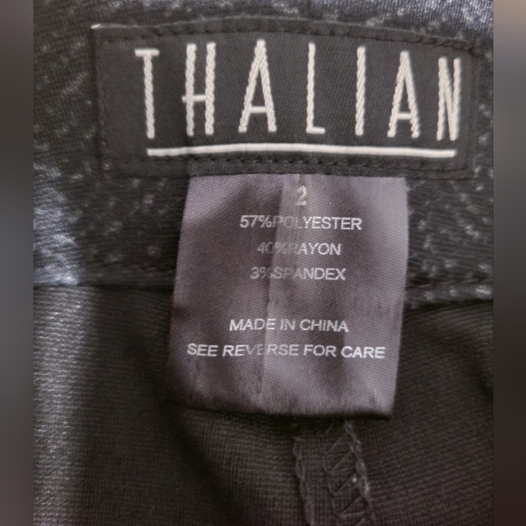 Thalian Black and Gray Herringbone Print Ponte Pant Women's Size 2 - Picture 6 of 7